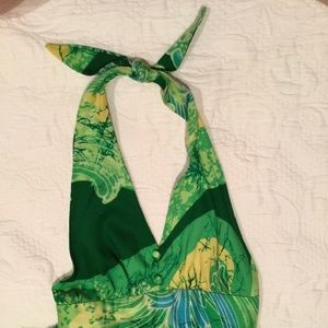 Vintage Hawaiian Acid Green Dress